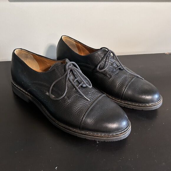 Mephisto Cap Toe Oxfords Mens 13 Black Leather Lace Up Dress Shoes France - Picture 2 of 9